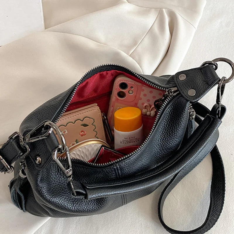 Genuine Leather Women's Bags Fashion Tassel Women's Handbags Crossbody Bags