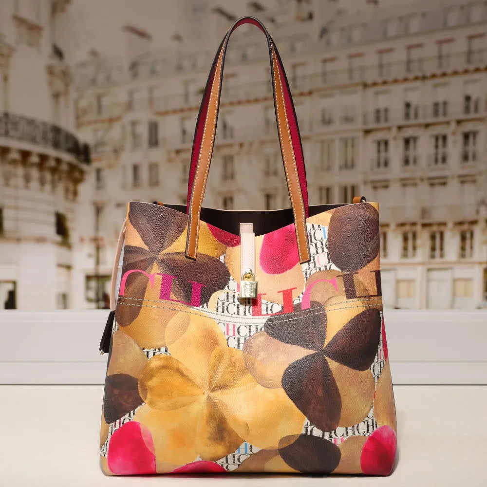 Women Bucket Bag Classic Letter Style Color Print Shoulder Bag