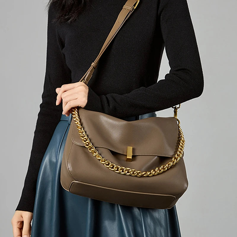 Genuine Leather Slouchy Satchels For Women Vintage Soft Bag