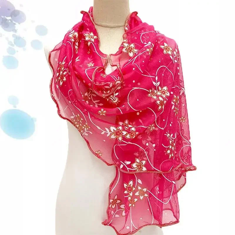 45*175cm  Elegant 2024 Silk Scarf Lightweight Lace Hijab