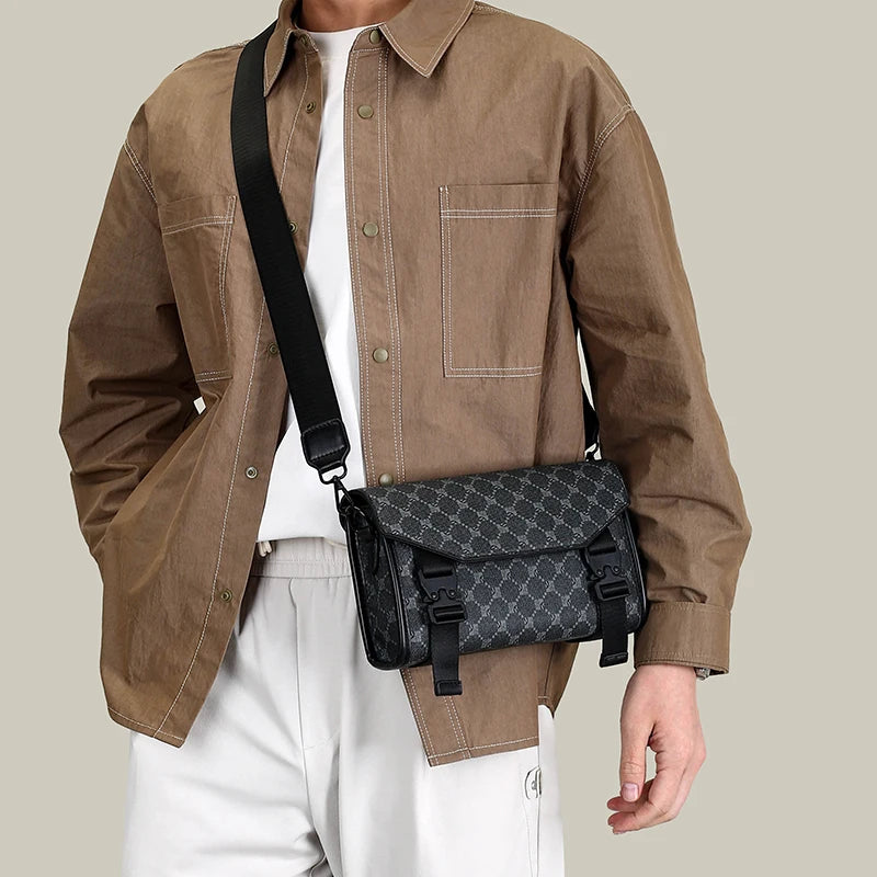 Men's Crossbody Fashion Business PU Leather Shoulder Bag