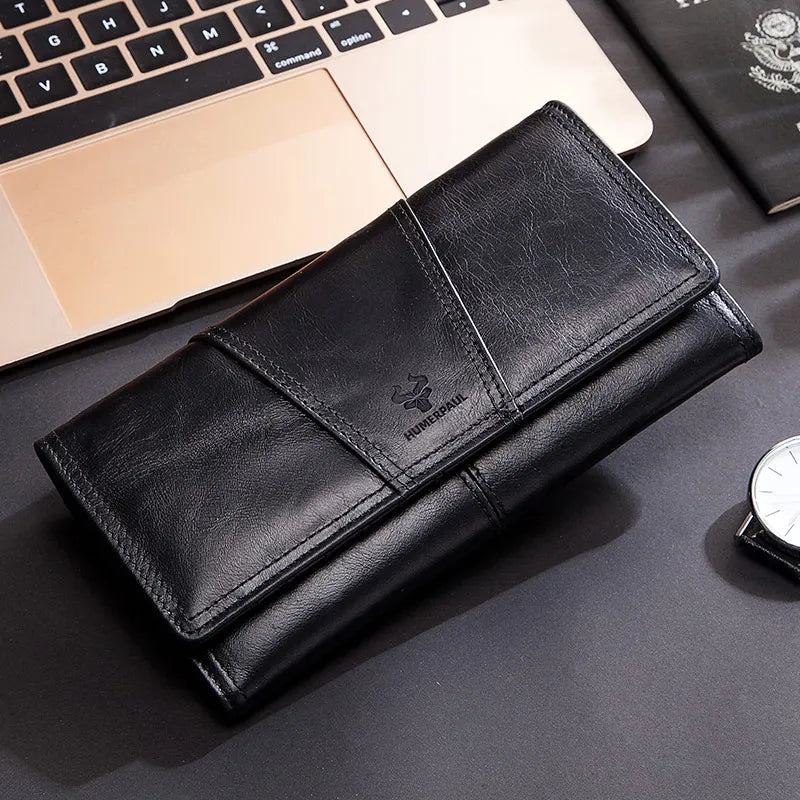 100% Genuine Leather Women Wallets Long With Cell Phone Holder Pocket