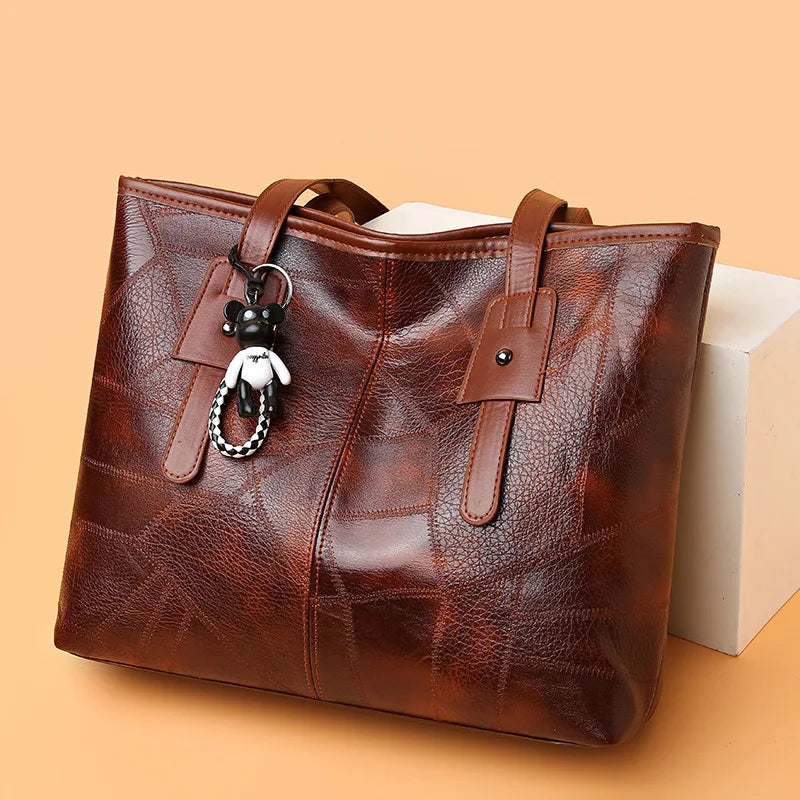 Trendy Large Capacity Tote Bag Horizontal Square Zipper Single Shoulder Handbag