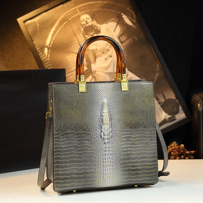 Crocodile Print Leather Handbags Large-capacity Tote