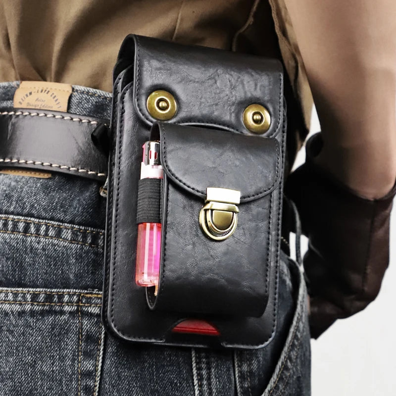 Men's Cowhide Leather Shoulder Crossbody Phone Bag