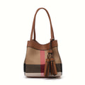 Small Checkered Handbag Elegant Chic Design Fashionable Style Bucket Bag