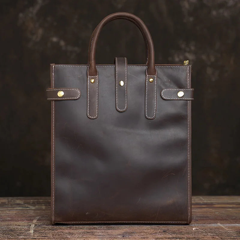 Vintage Men's Briefcase Genuine Leather Casual Handbag
