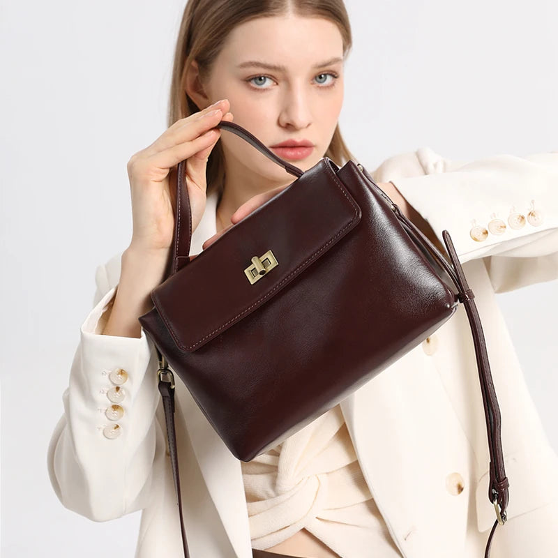 Women Cowhide Genuine Leather Tote Bag Lady Designer Luxury Soft Leather Handbag