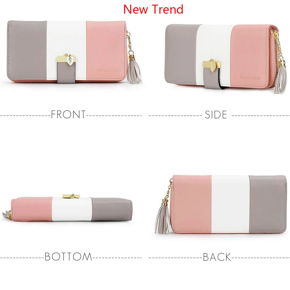 Latest Fashion Zipper Wallets large capacity Purses PU Leather Billfold Wallet