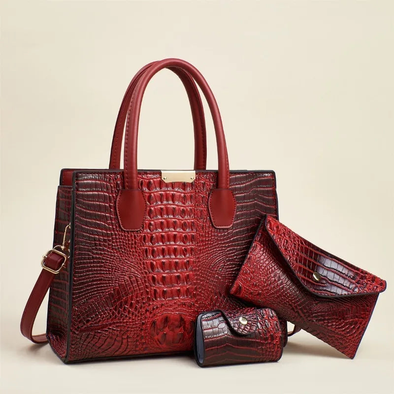 Crocodile Pattern Leather Handbag Fashion Messenger Bag