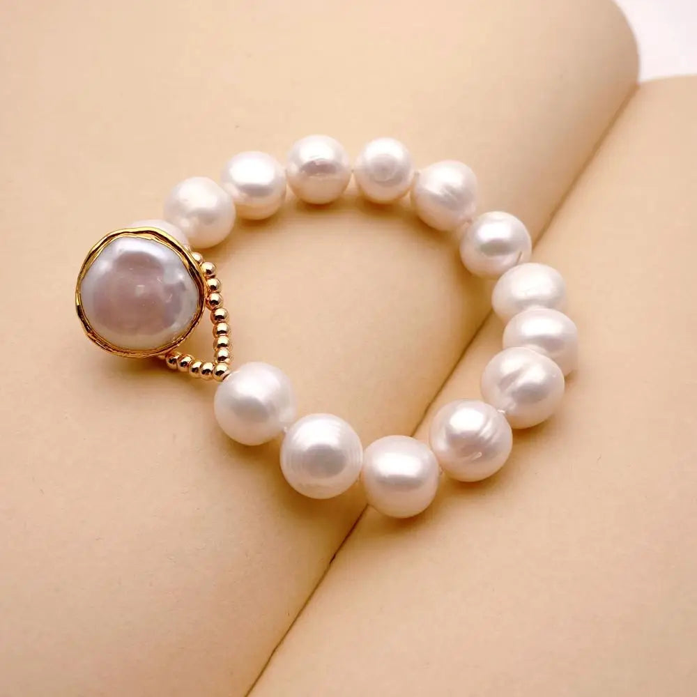 8'' 11-12mm Natural Freshwater Cultured Pearl Bracelet