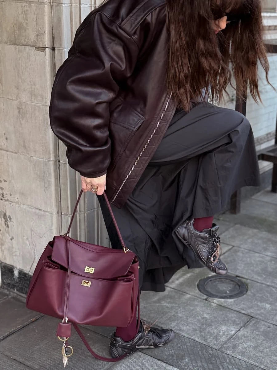 Designer luxury leather multi-specification handbag, large-capacity tote bag
