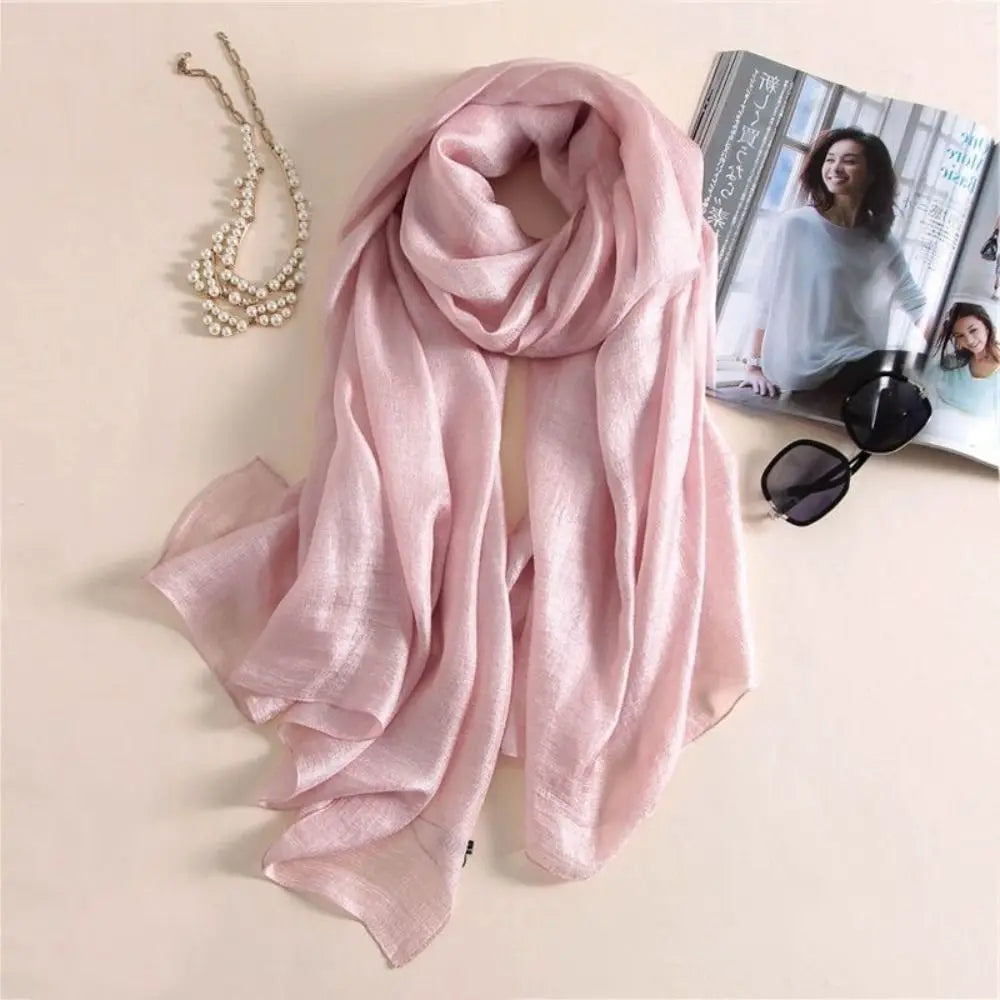 Pure Color Plain Scarf 180x85cm Linen Sunscreen Shawl