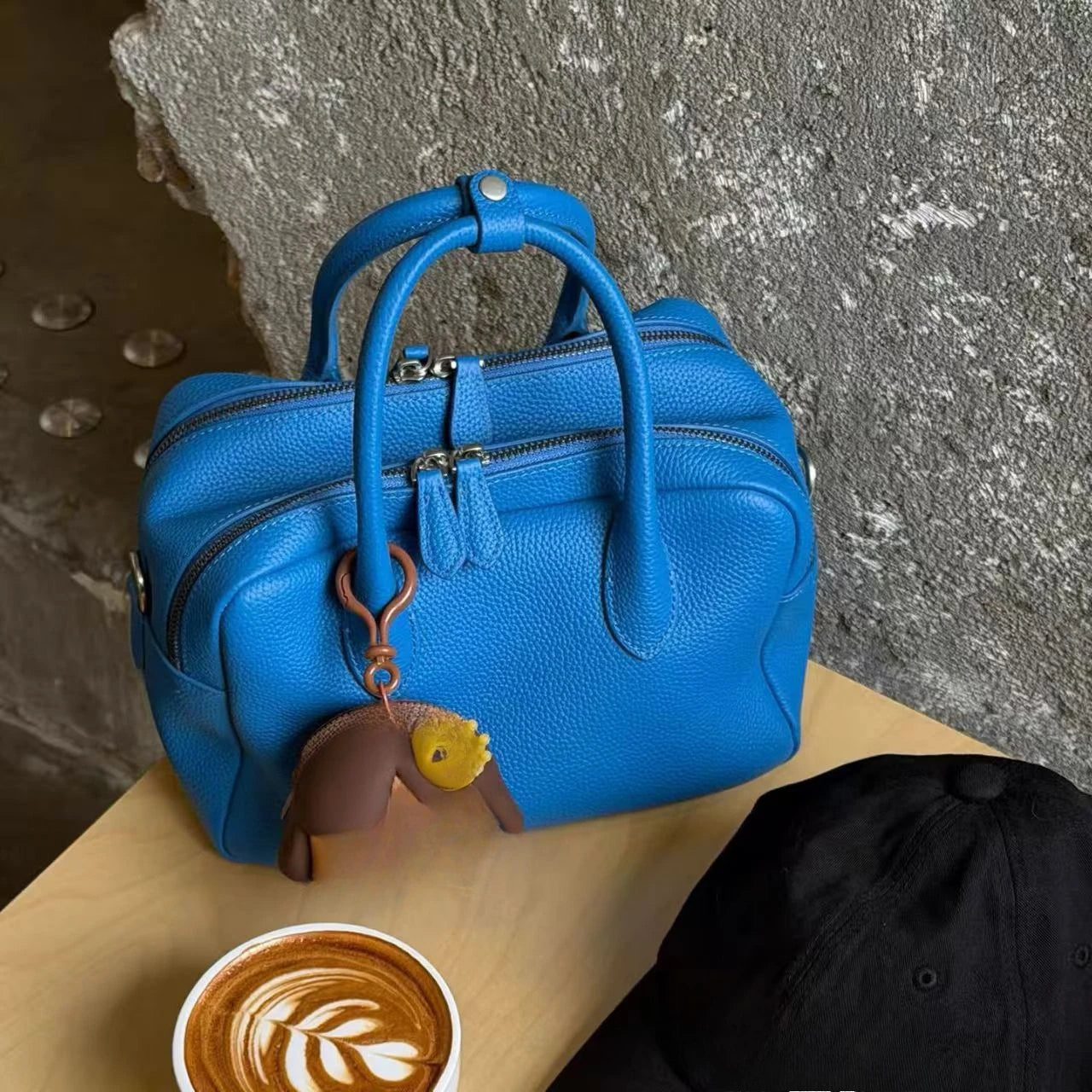 Litchi Texture Bowling Bag Commuter Versatile Single Shoulder Slant Cross Bag for Women