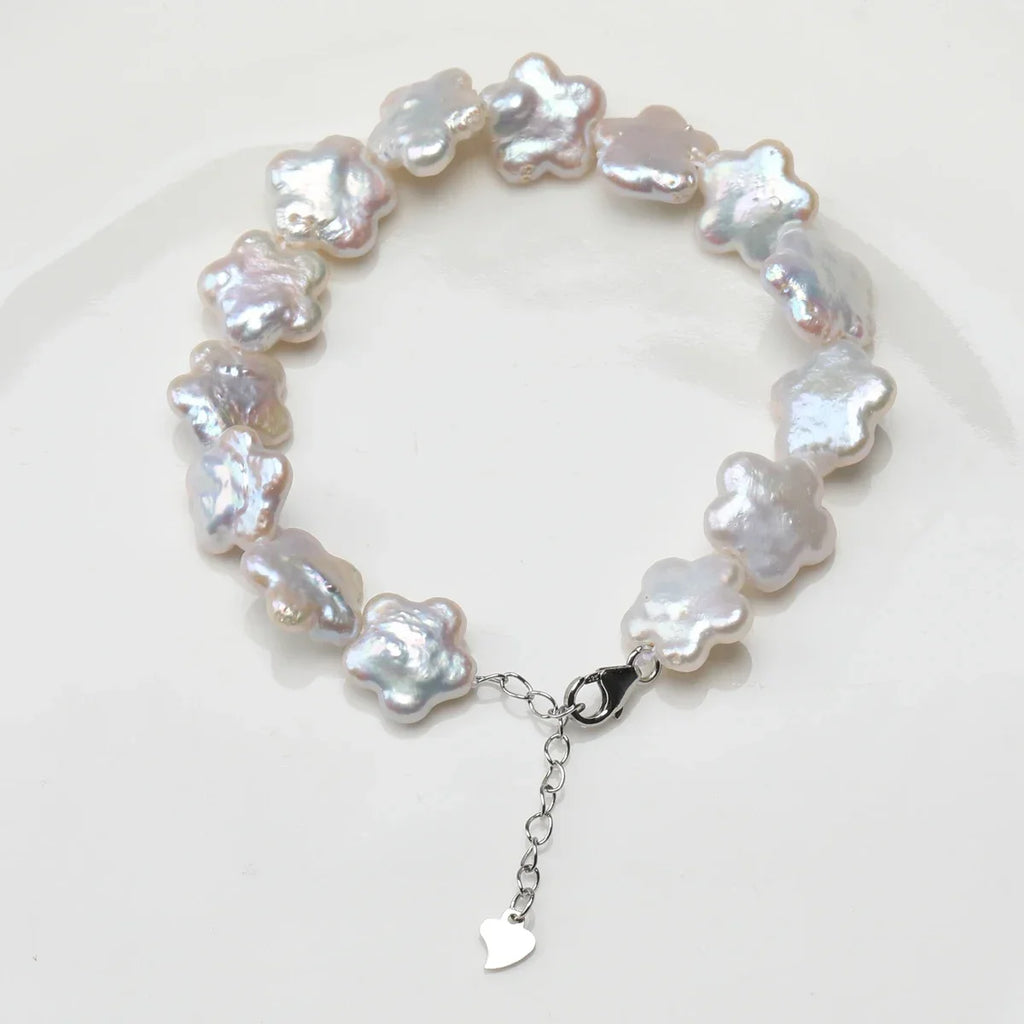 Freshwater Plum Blossom Baroque Flower Pearl Bracelet