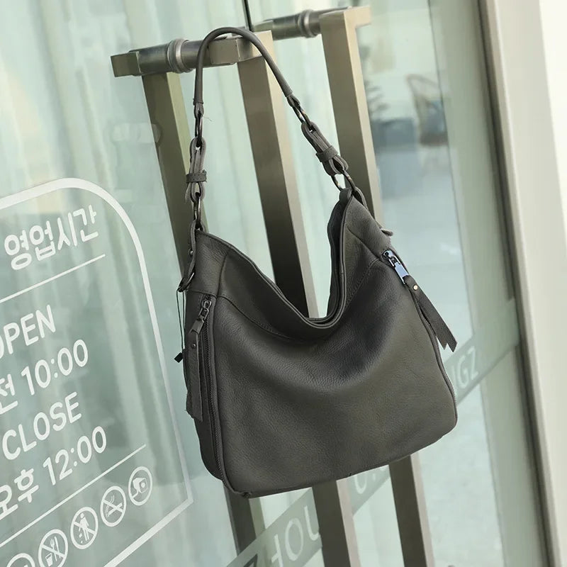 High Quality Women's Real Cow Leather Luxury Handbag Large Capacity Shoulder Bag