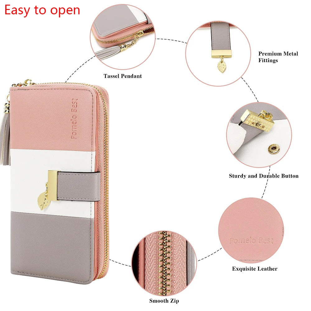 Latest Fashion Zipper Wallets large capacity Purses PU Leather Billfold Wallet