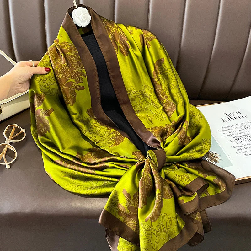 180*90cm Luxury Brand Women Scarf Summer Silk Shawl Lady Wrap Soft Design