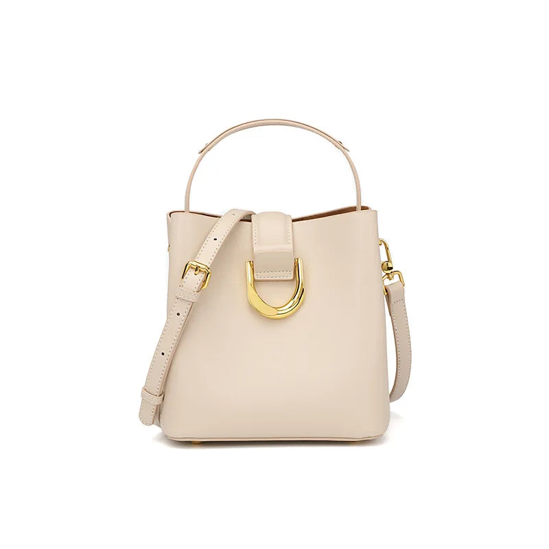 Luxury Genuine Leather Handbag Casual Crossbody Bucket Bag