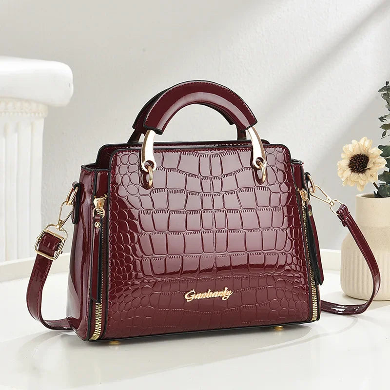 Fashionable Ladies Stone Pattern Printed Handbag Shoulder Bag