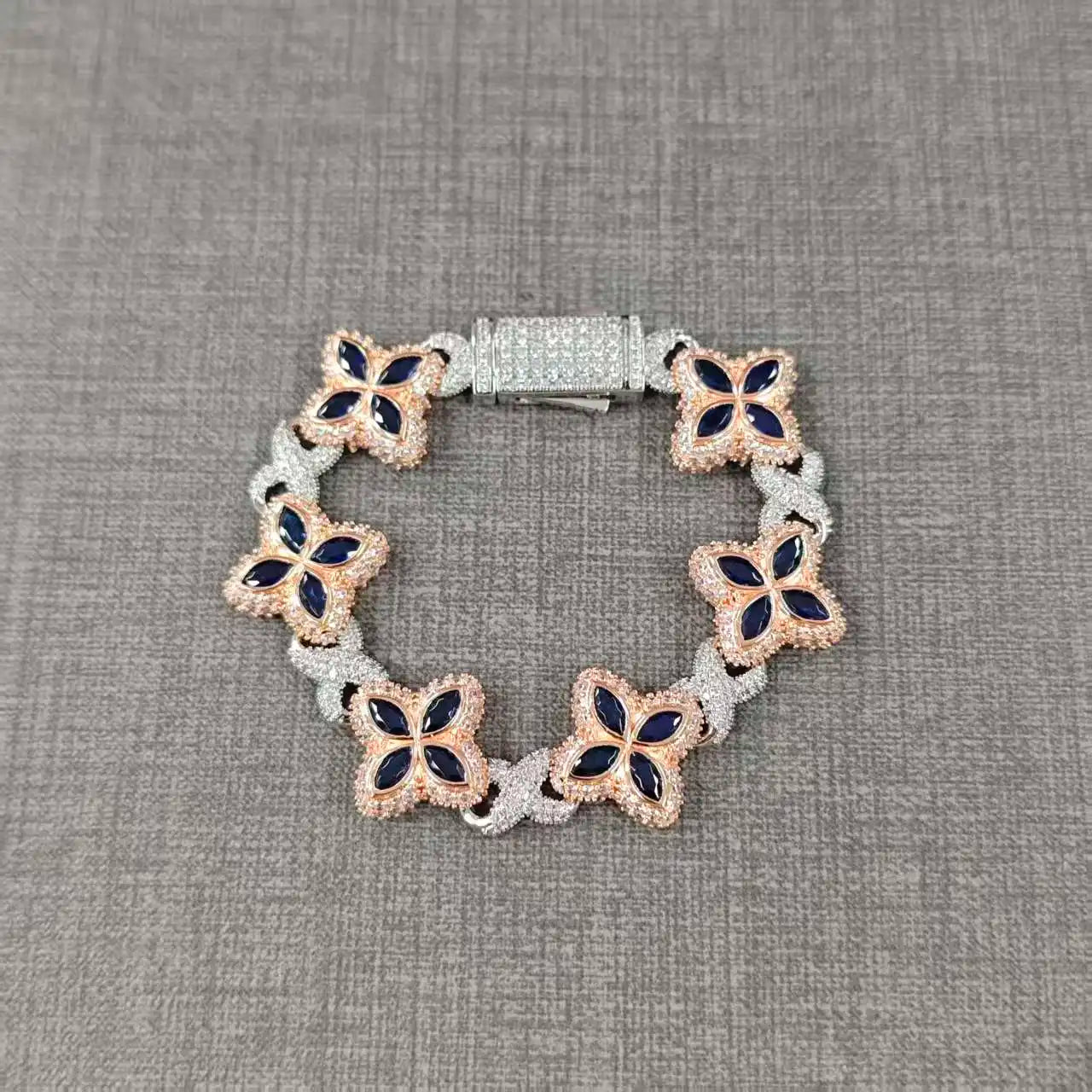 Iced Baguette CZ Floral Infinity Bracelet Jewelry