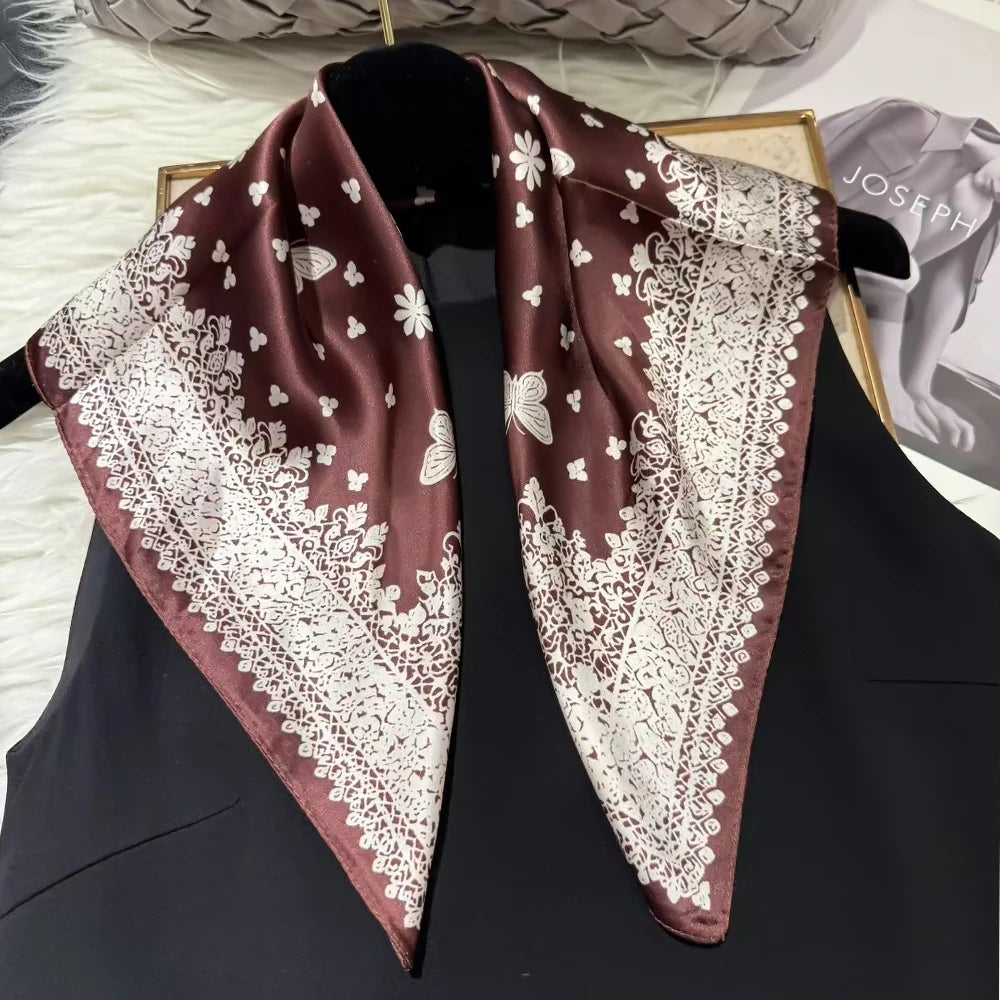 100% Silk Small Square Scarf Neckerchief for Women