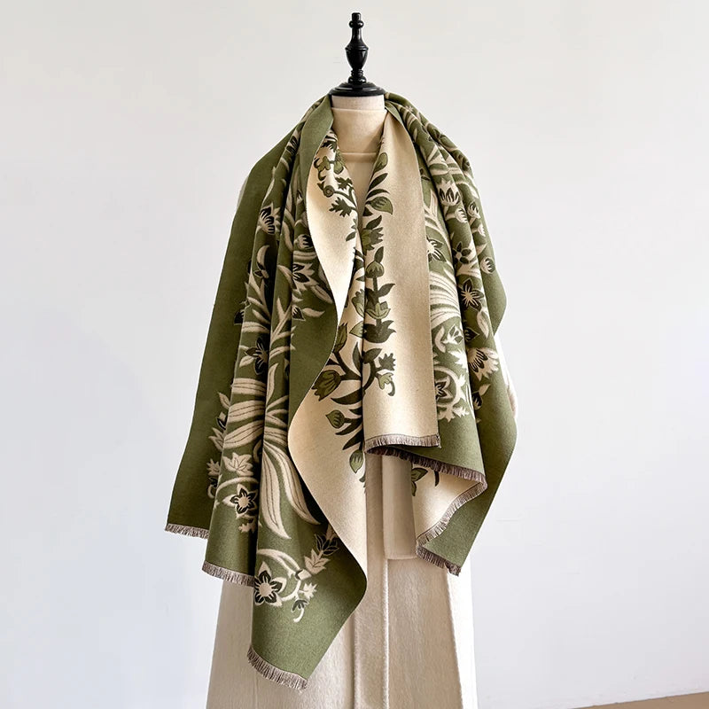 Elegant Women's Floral Jacquard Pashmina Shawl Scarf