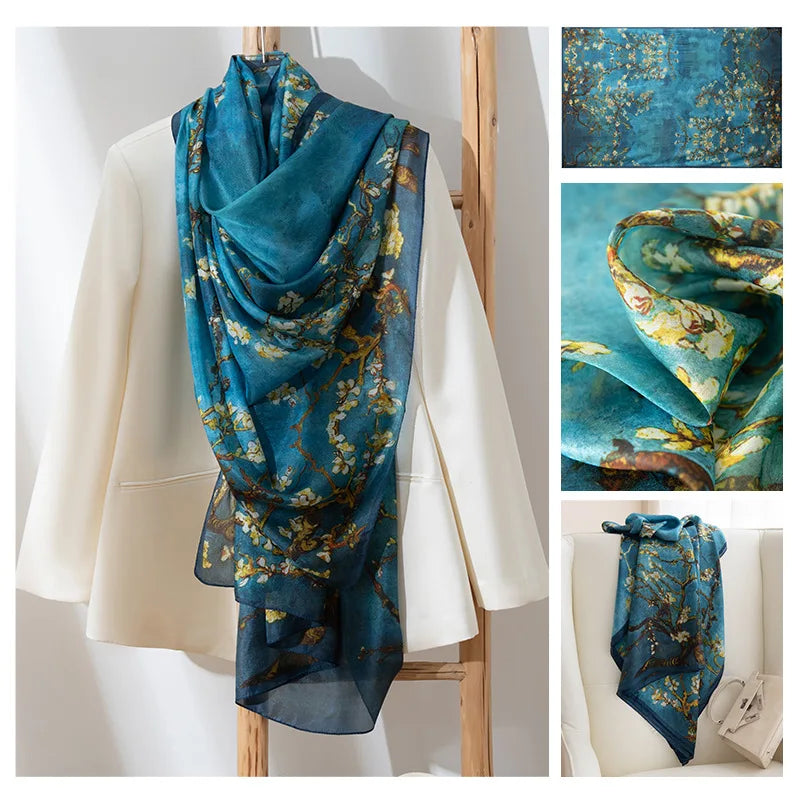 Luxury 100% Mulberry Silk Scarf Thin Breathable Shawl