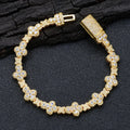 10MM Cross Flower Star Chain Bracelet 18K Gold Plated