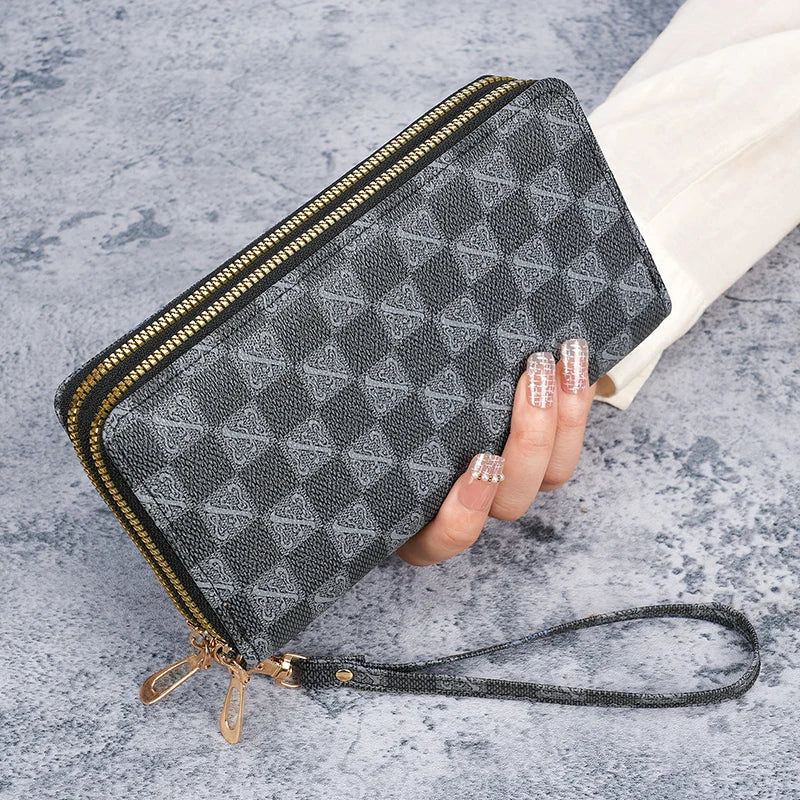 Long large-capacity coin purse double zipper wallet