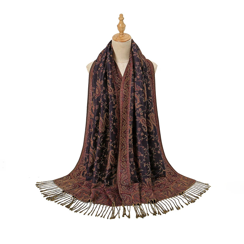 Paisley Embroidery Retro Cashew Cotton Scarf Wraps