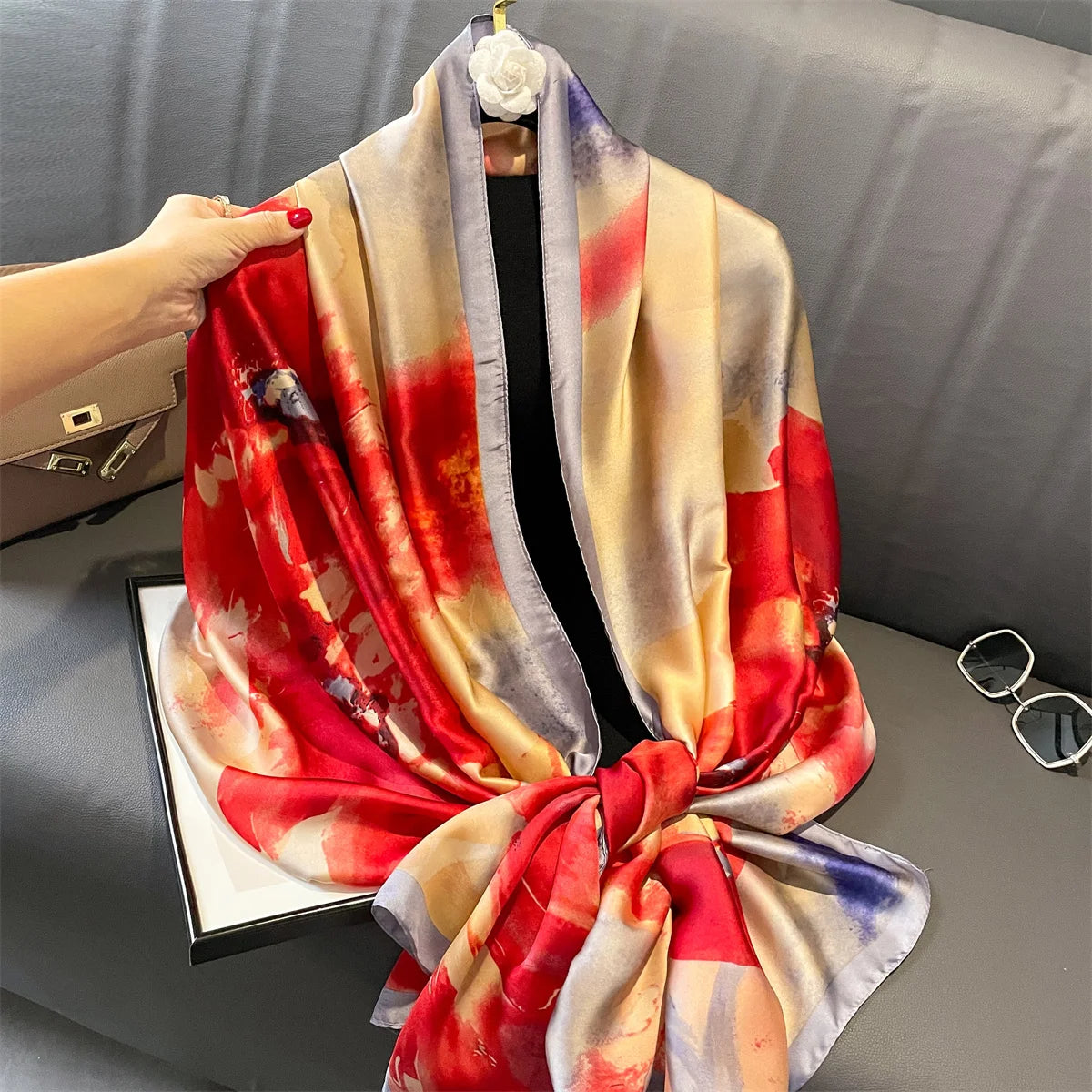 180*90cm Luxury Brand Women Scarf Summer Silk Shawl Lady Wrap Soft Design