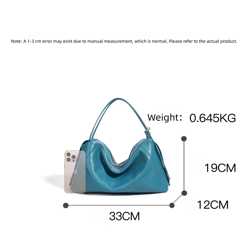 Genuine Leather Hobo Bag Lazy Style Underarm Shoulder Bag