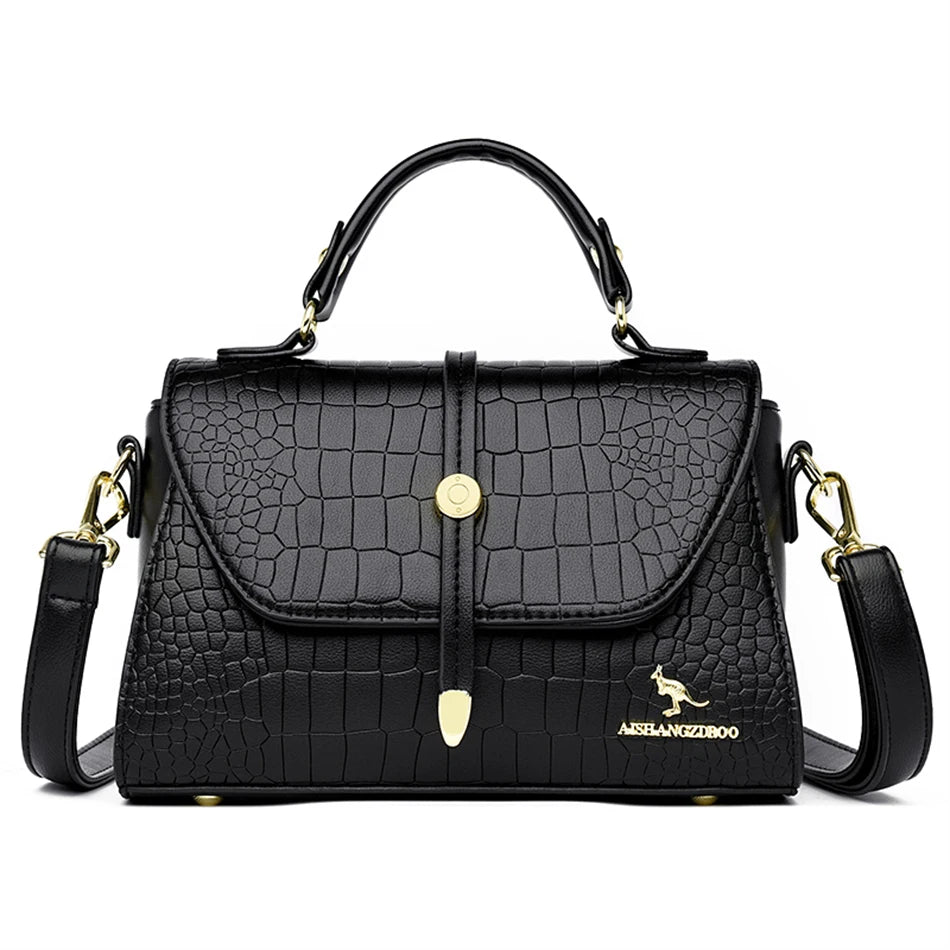 Crocodile Pattern Leather Crossbody Bag Shoulder Messenger Sac