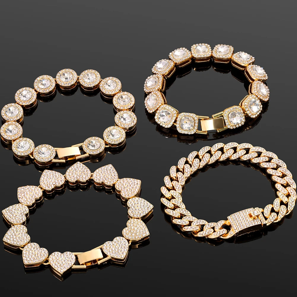Iced Out Pink Crystal Bracelet Jewelry