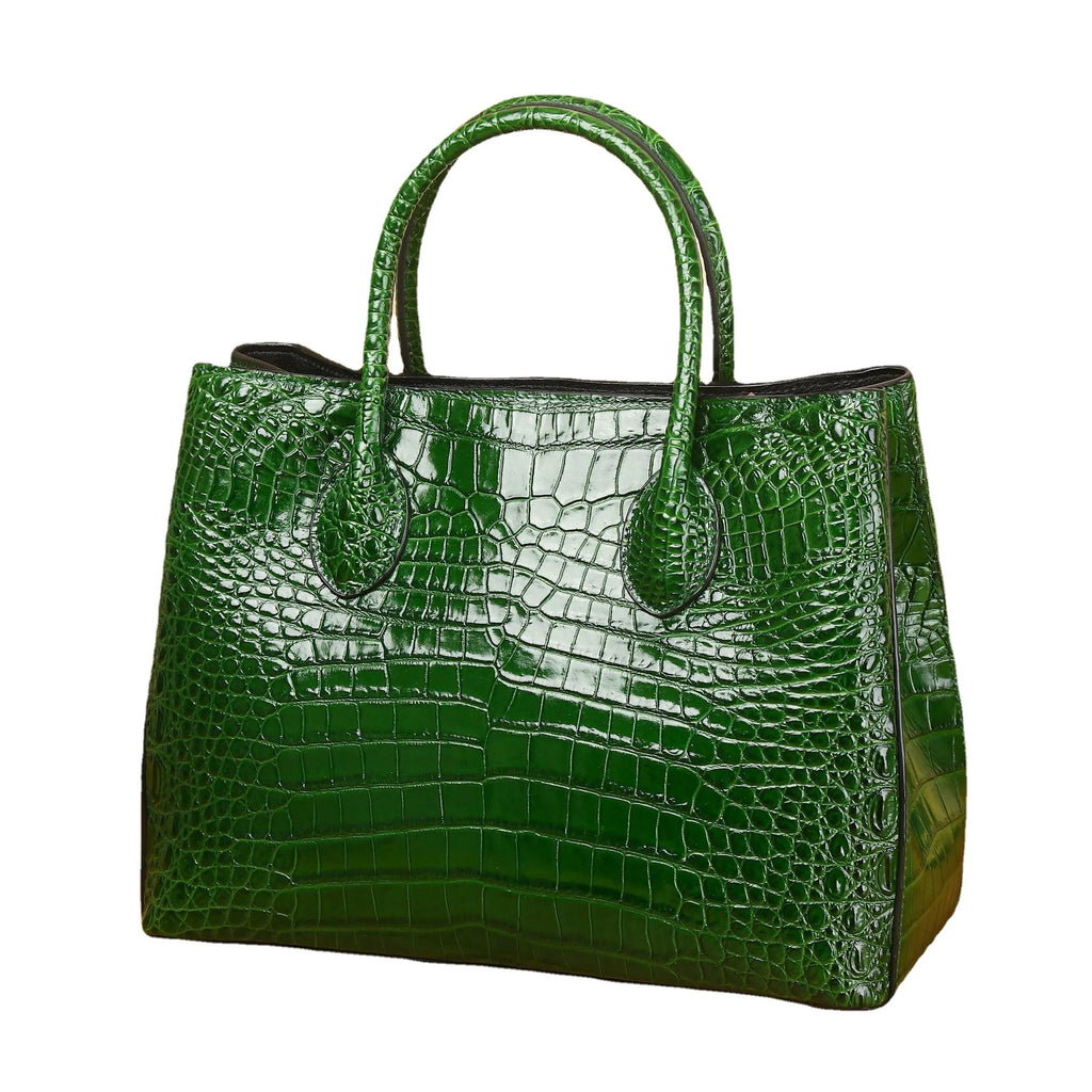 Crocodile Pattern Women's Large Capacity Cowhide Handbag