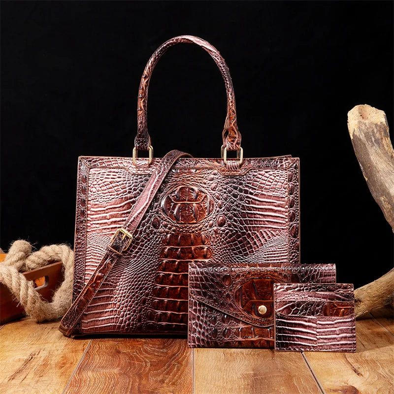 Trendy Vintage Crocodile Pattern Handbag Fashion Design