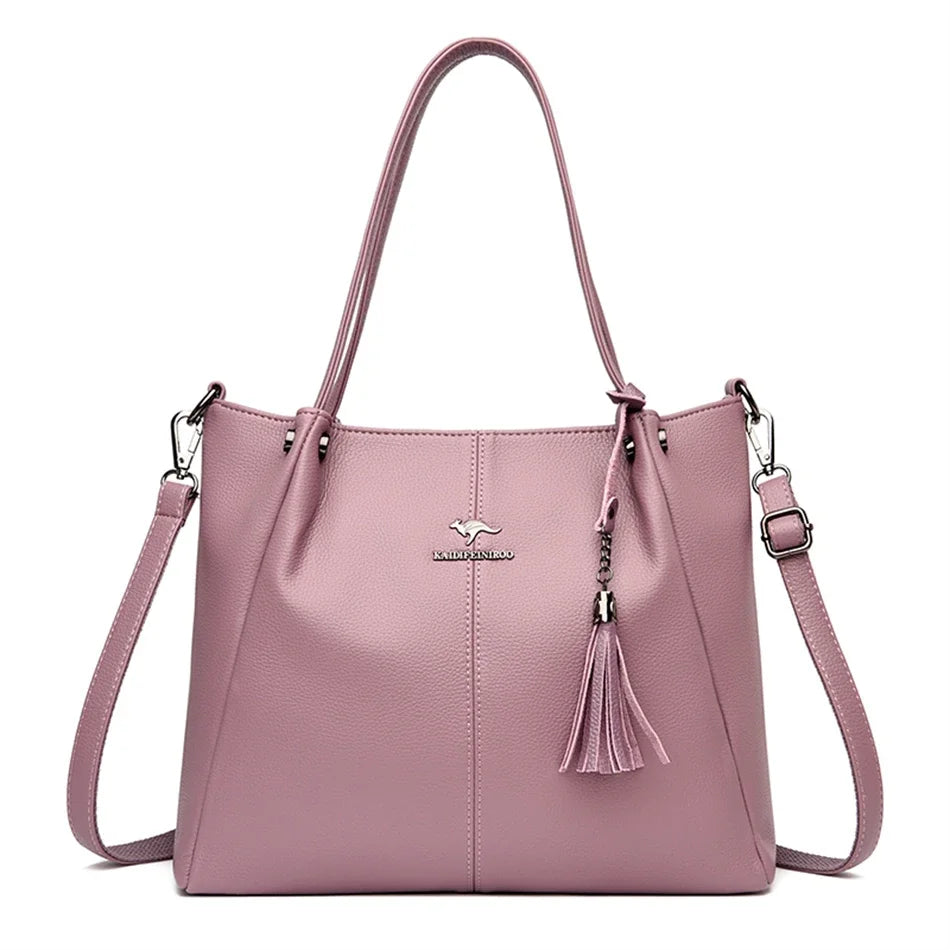Elegant Cowhide Handbag Luxury Designer Shoulder Crossbody Genuine Leather Bag