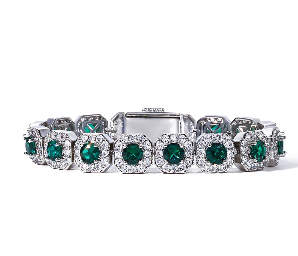 Emerald Crystal CZ Tennis Bracelets Geometric Vintage Style