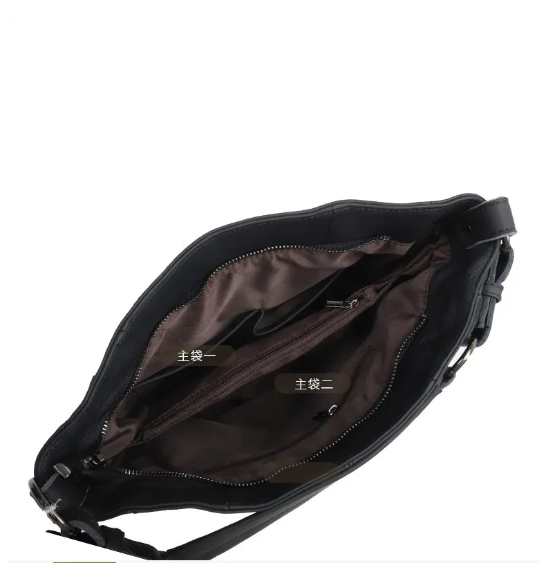 High Quality Women's Real Cow Leather Luxury Handbag Large Capacity Shoulder Bag
