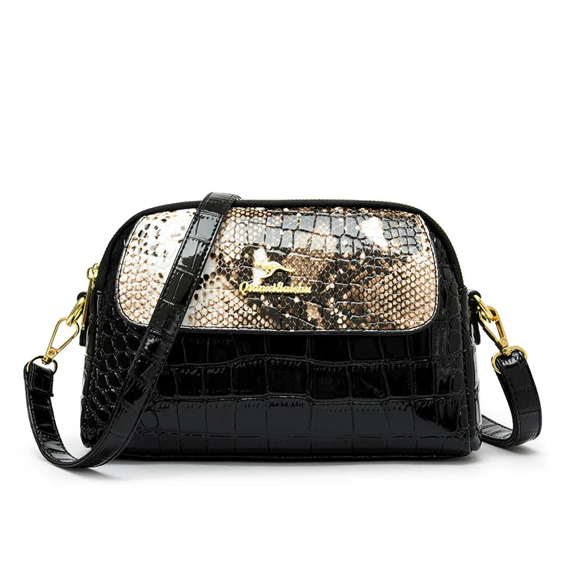 Luxury Snake Pattern Crossbody Bags Fashion Patent Leather