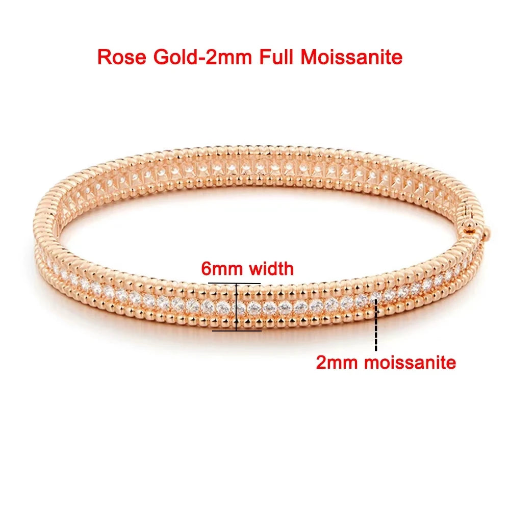 2mm Moissanite Bangle S925 Sterling Silver Plated 18K Gold