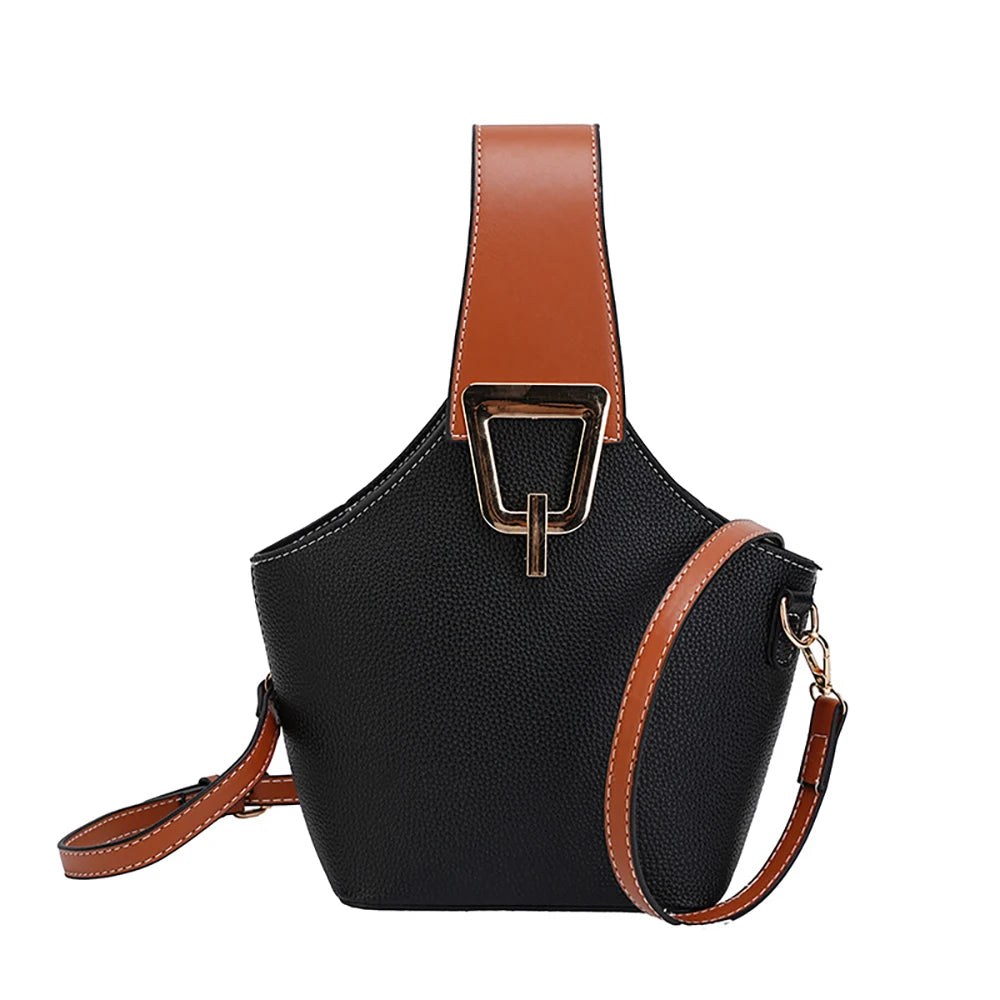 Luxury Bucket Handbags for Women Casual Contrast Color Small Basket Bag