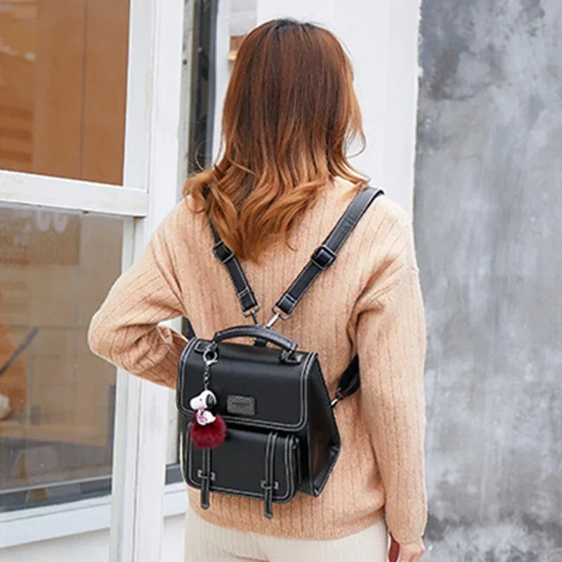 Small Backpack Women Faux Leather Vintage Luxury Bag