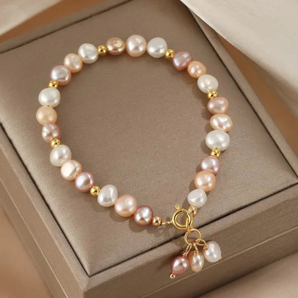Natural Freshwater Pearl 14K Gold Filled Chain Bracelet