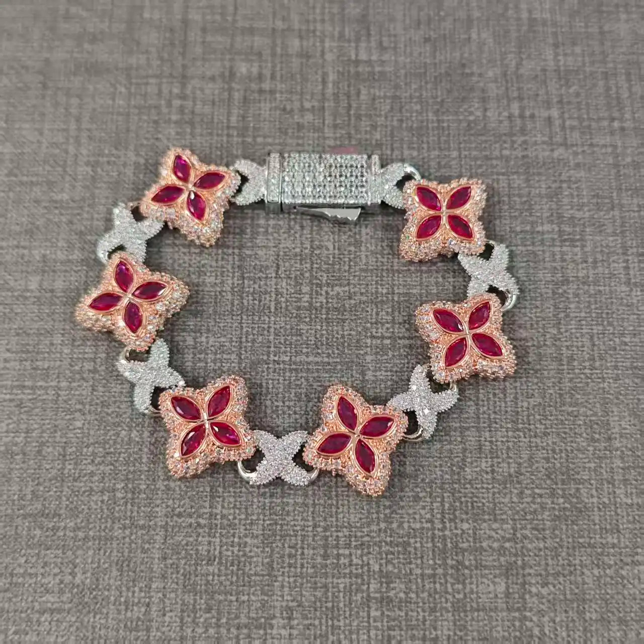 Iced Baguette CZ Floral Infinity Bracelet Jewelry