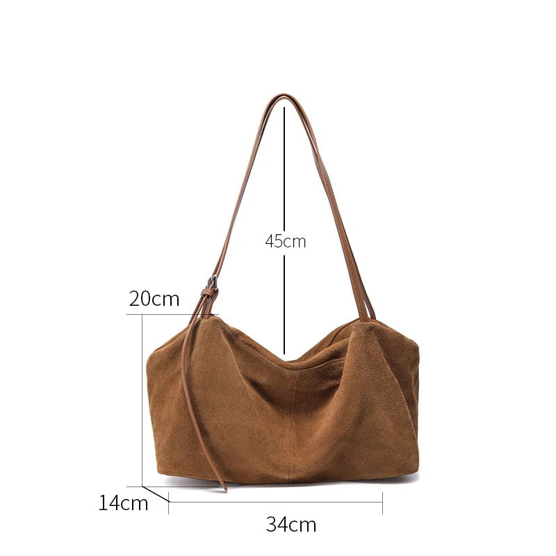 Suede Genuine Leather Shoulder Bags Soft Luxury Design