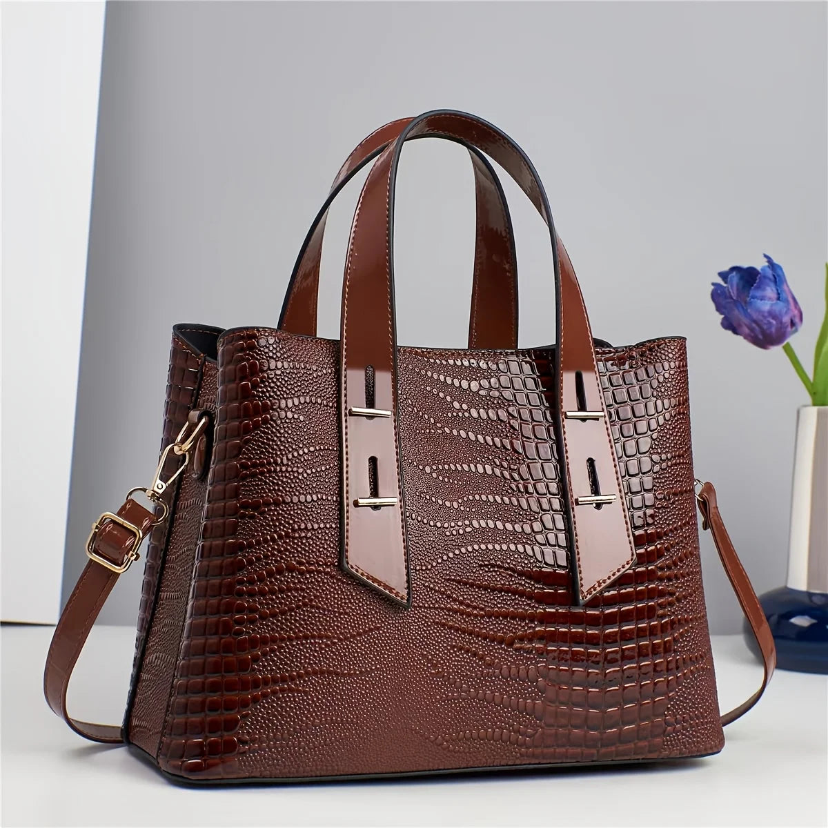 Fashionable Colorful Alligator Pattern Women Handbag Design