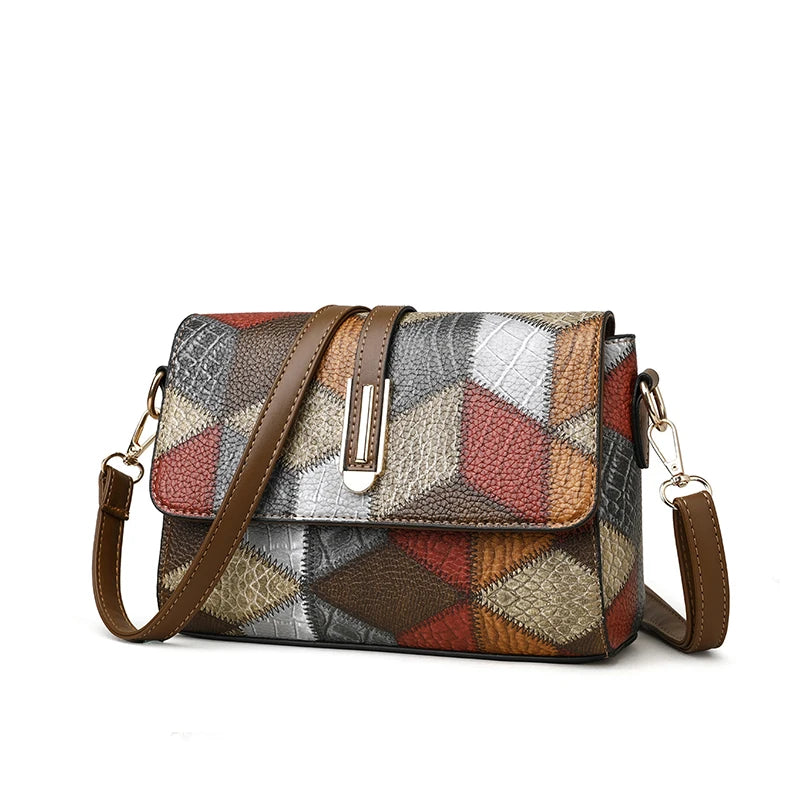 Flap Sling Shoulder Bags for Women Vintage Splicing Crossbody Messenger Bag Purse