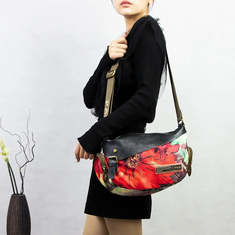 Luxury Fashion Bag Canvas With Leather Flowers Shoulder Bag